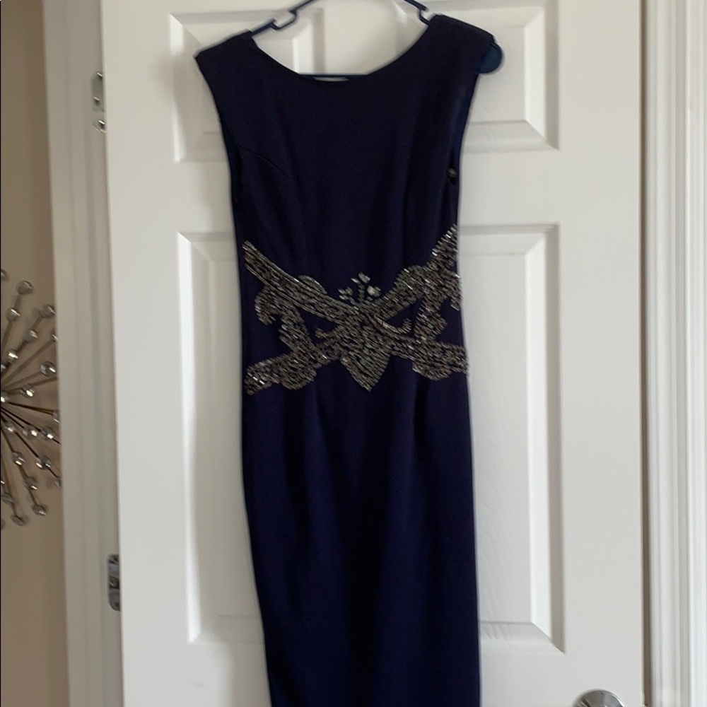 BRAND NEW NAVY BLUE RHINESTONE BEADED DRESS